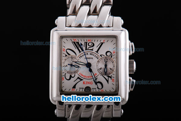 Franck Muller Conquistador Chronograph Automatic with White Dial and ssband - Click Image to Close